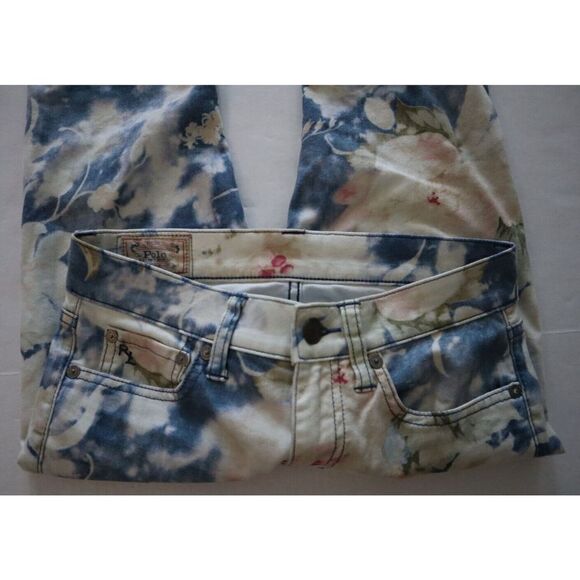 Polo Ralph Lauren Women's Sz 26 Floral Print Emma Tompkins Skinny Jeans - Picture 7 of 15